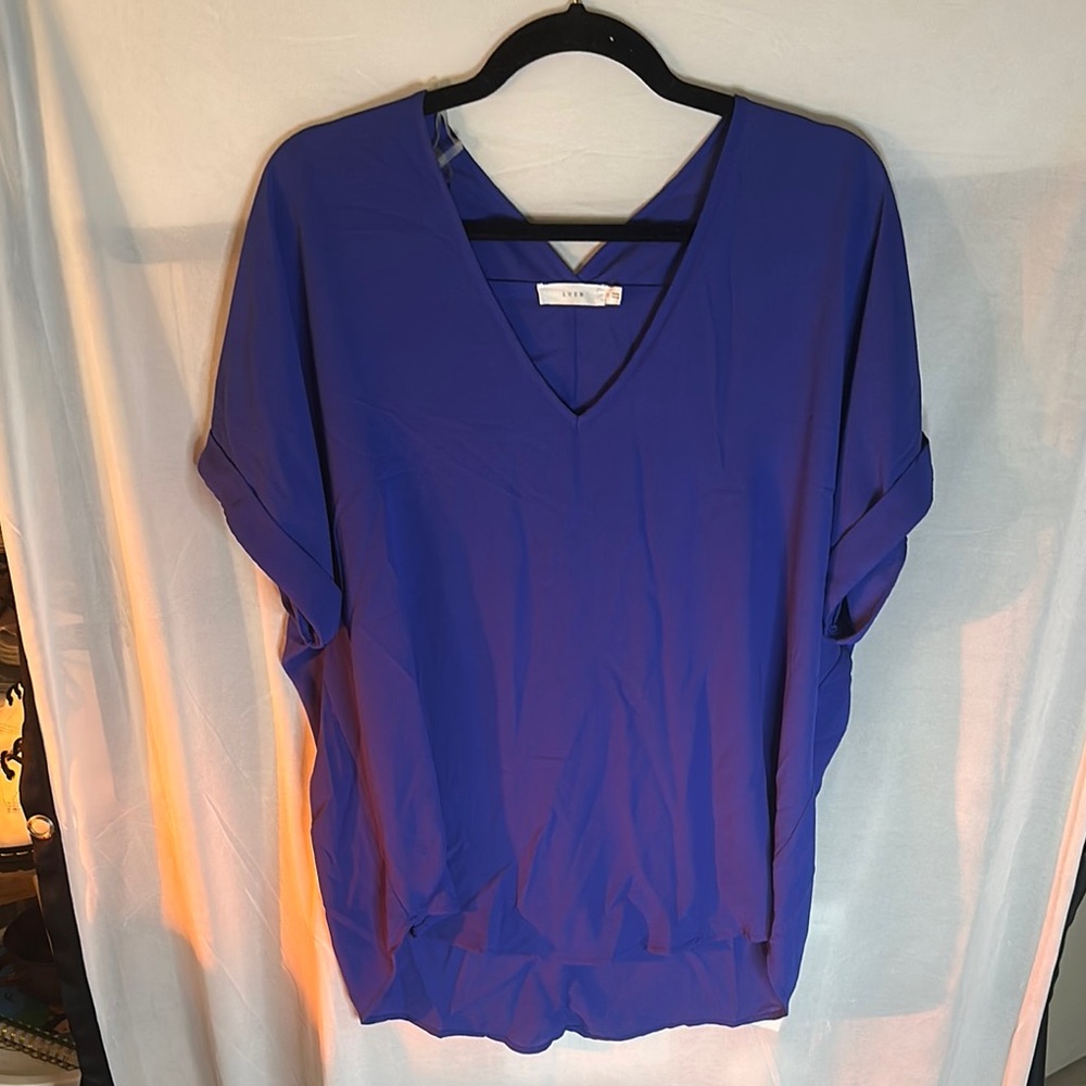 Lush Relaxed Blue Short Sleeve Blouse